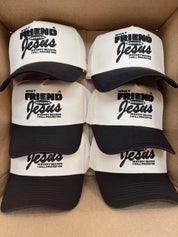 Black Friend in Jesus Trucker Hat