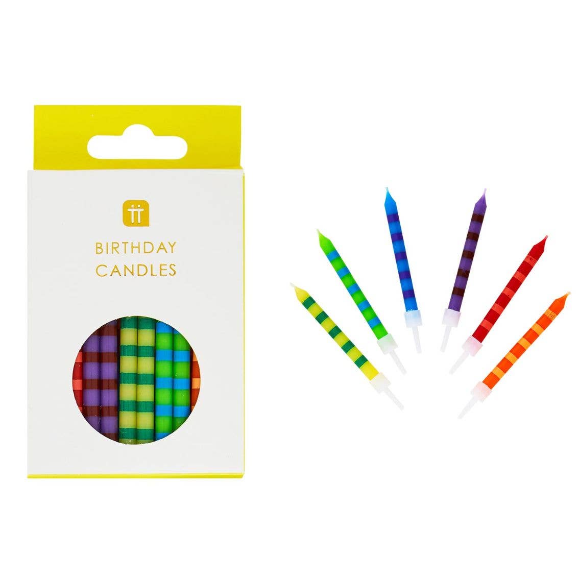 Striped Multicolor Candles - 24 Pack — 24 count and plastic-free products