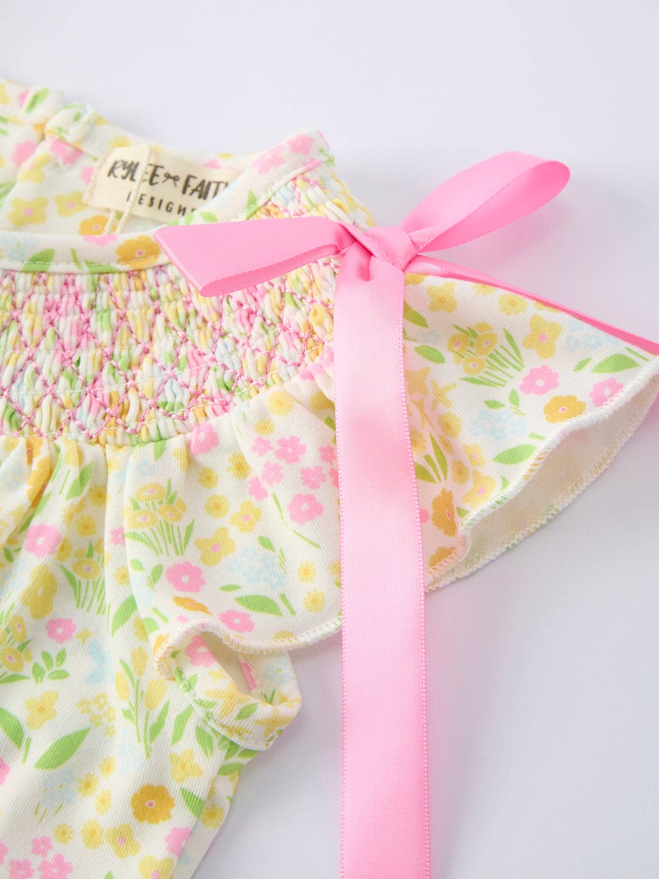 Yellow Spring Floral Smocked Romper