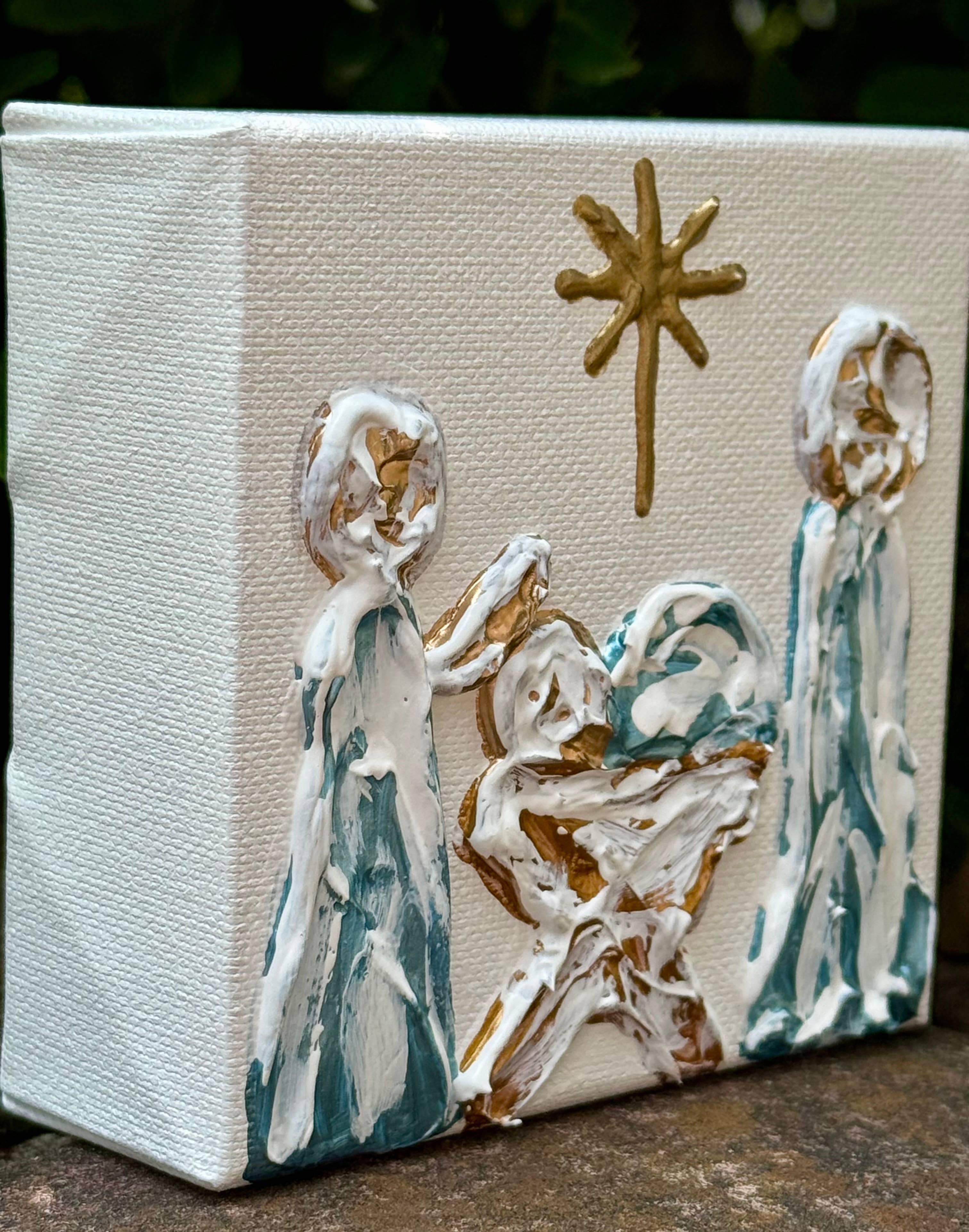 Light Blue Nativity Scene Painting from Ninety Nine Boutique