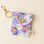 Purple Floral Earbud Case Keychain