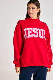 Red & Pink Gingham Jesus Mockneck