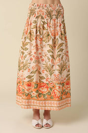 Orange Floral Maxi Skirt