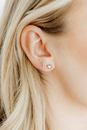 Screwback Stud Earrings Clara Cross Pearl