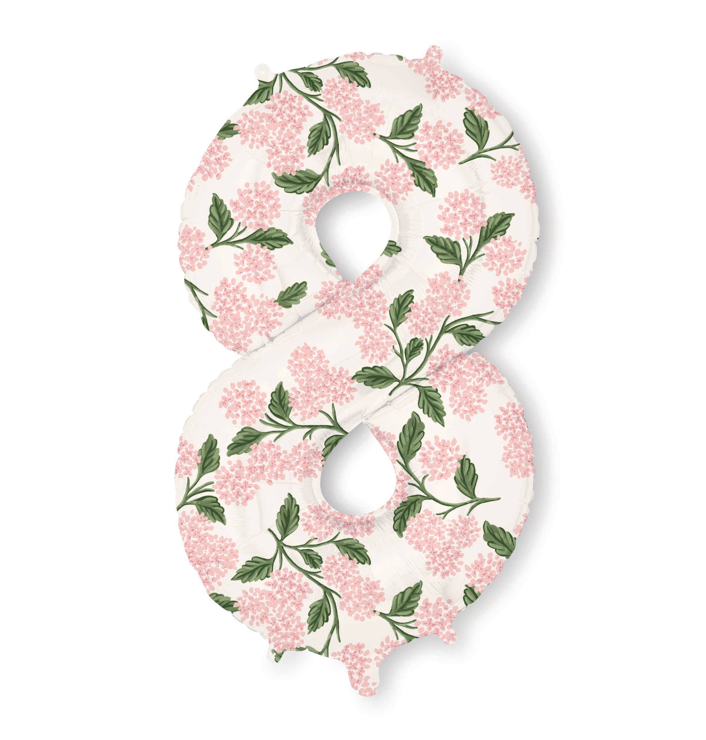 Pink Hydrangea Numbered Foil Balloon