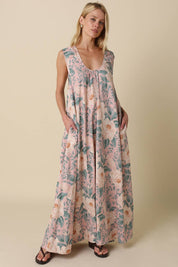 Pink Floral Sleeveless Dress