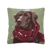Snowy Chocolate Lab Hook Pillow