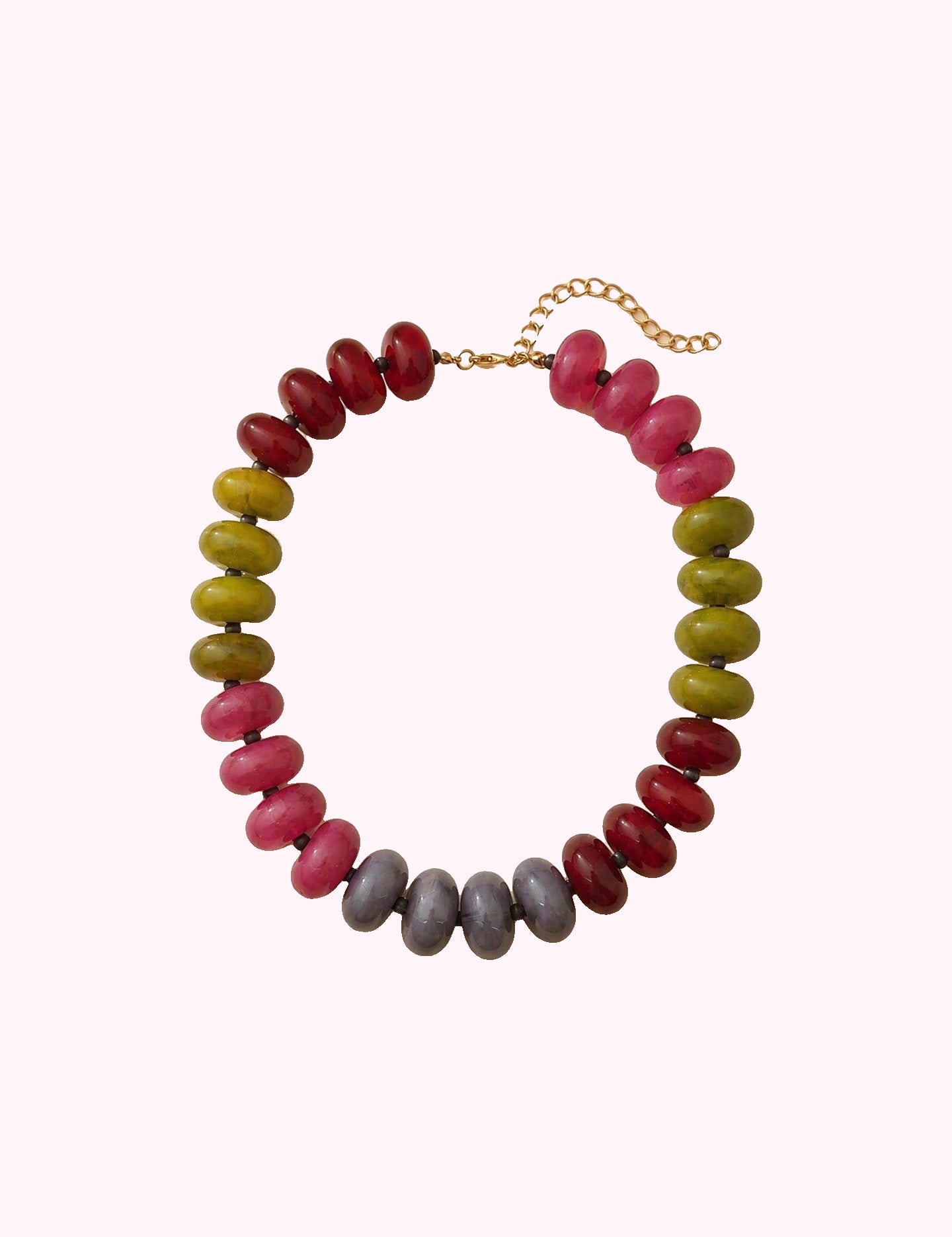 Pink Multicolor Beaded Necklace