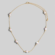 Floral Ceramic Station Beads Chain Necklace