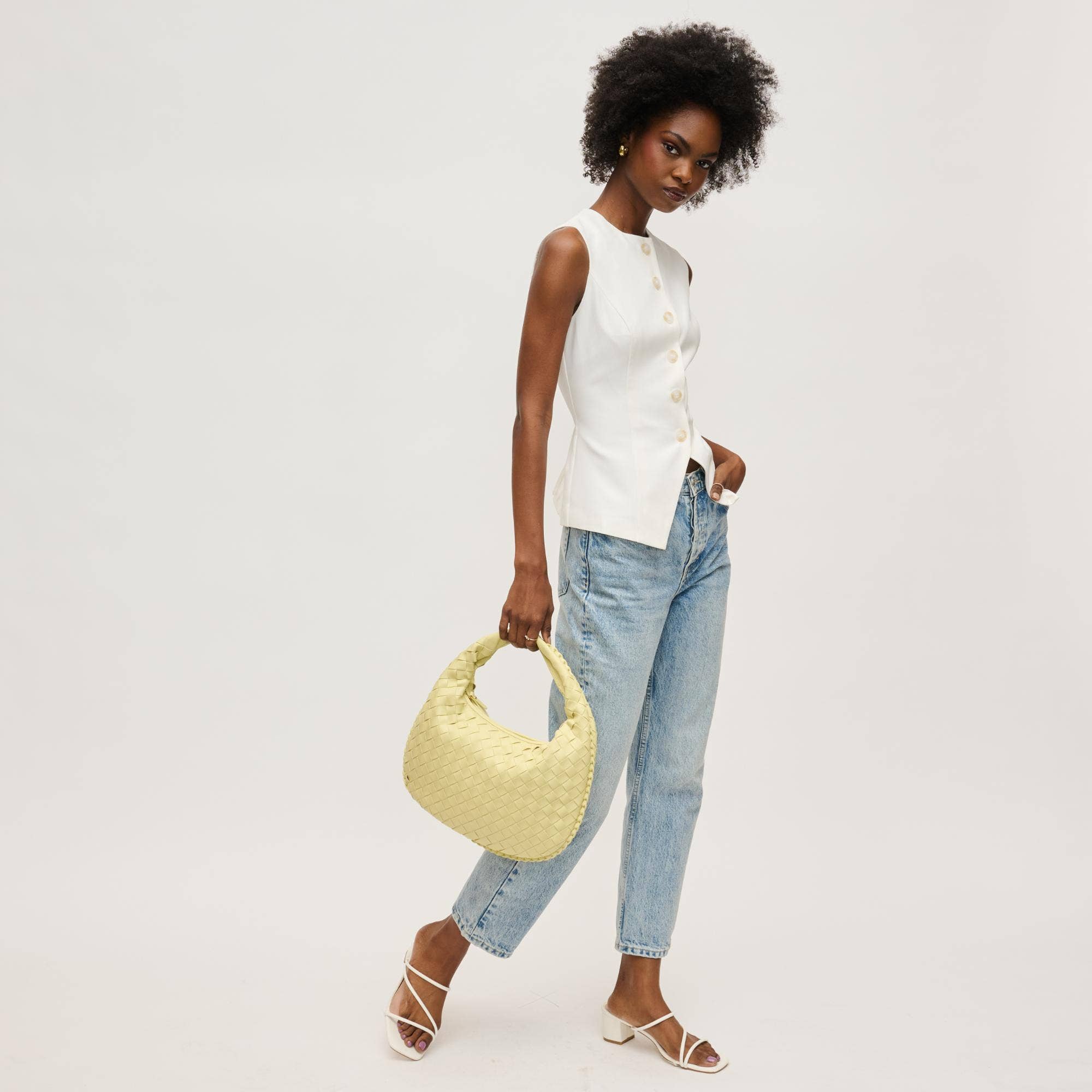 Yellow Wendy Woven Shoulder Bag