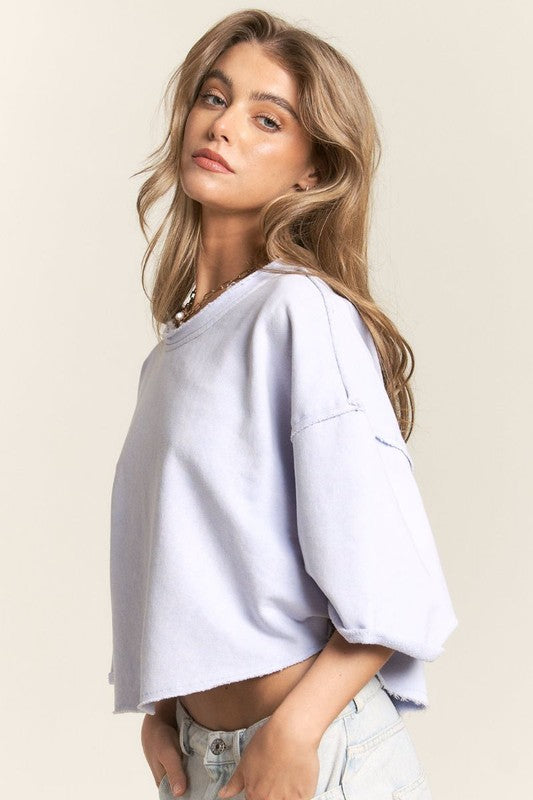 Lilac Raw Hem Oversized Box Fit Top