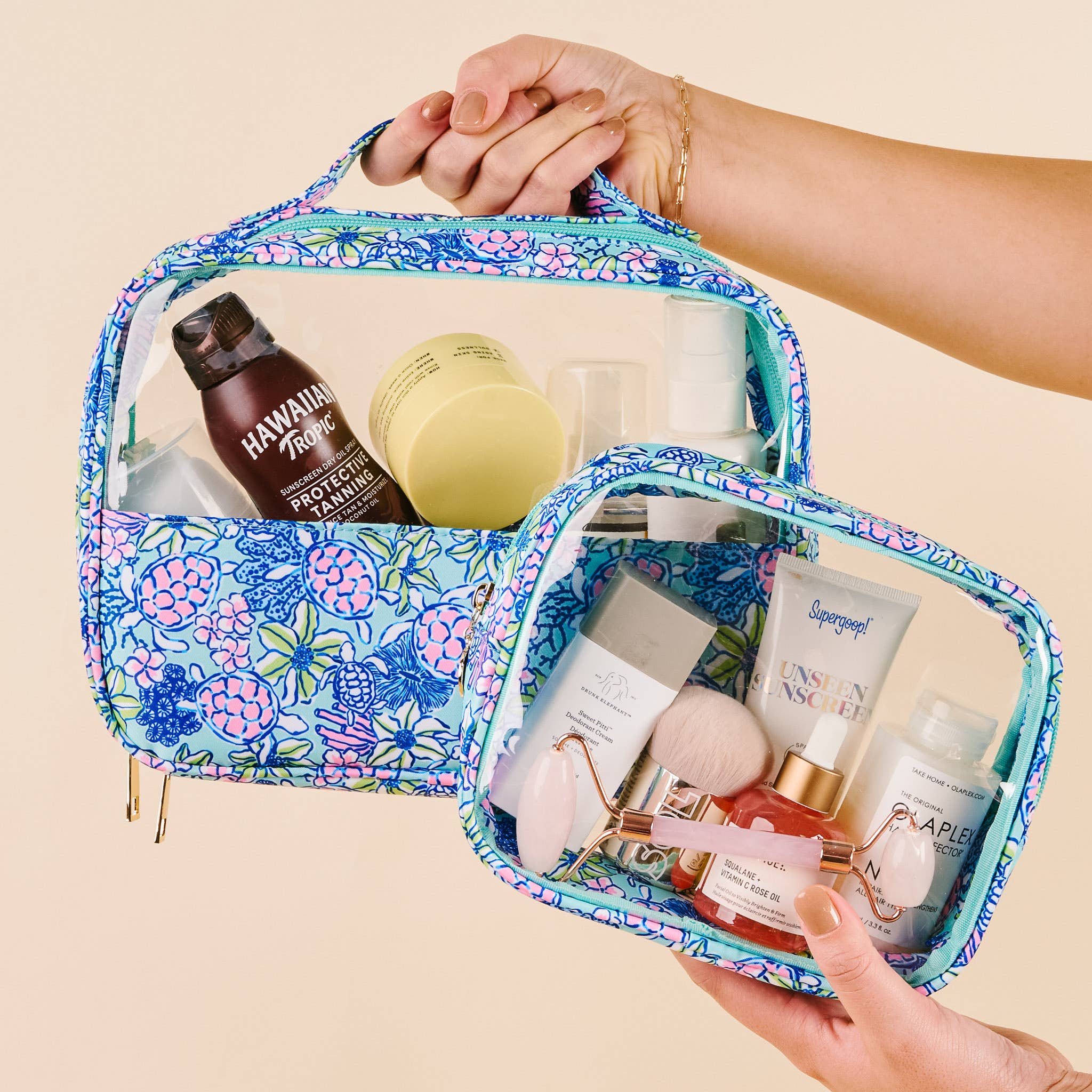 Clearly Chic Cosmetic Bag Set-Coastal Cove