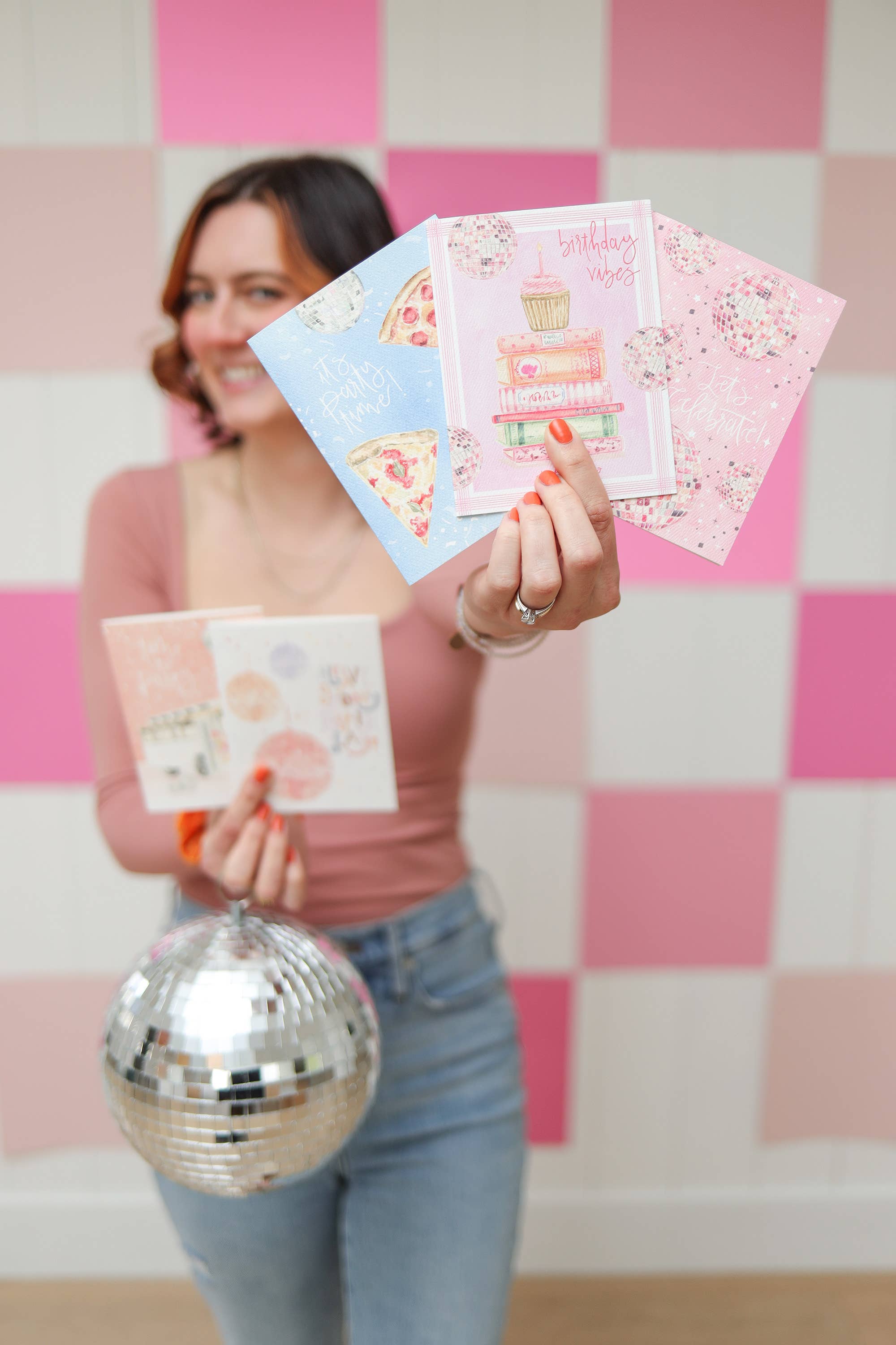 lets celebrate disco ball congratulations card