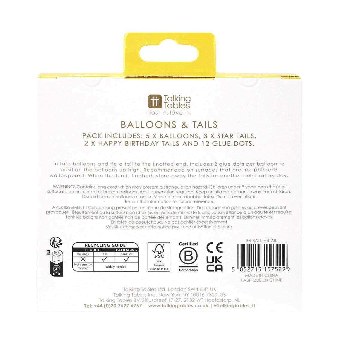 Birthday Brights Balloons With Star and Happy Birthday Tails - 5 Pack — plastic-free products and sustainably sourced
