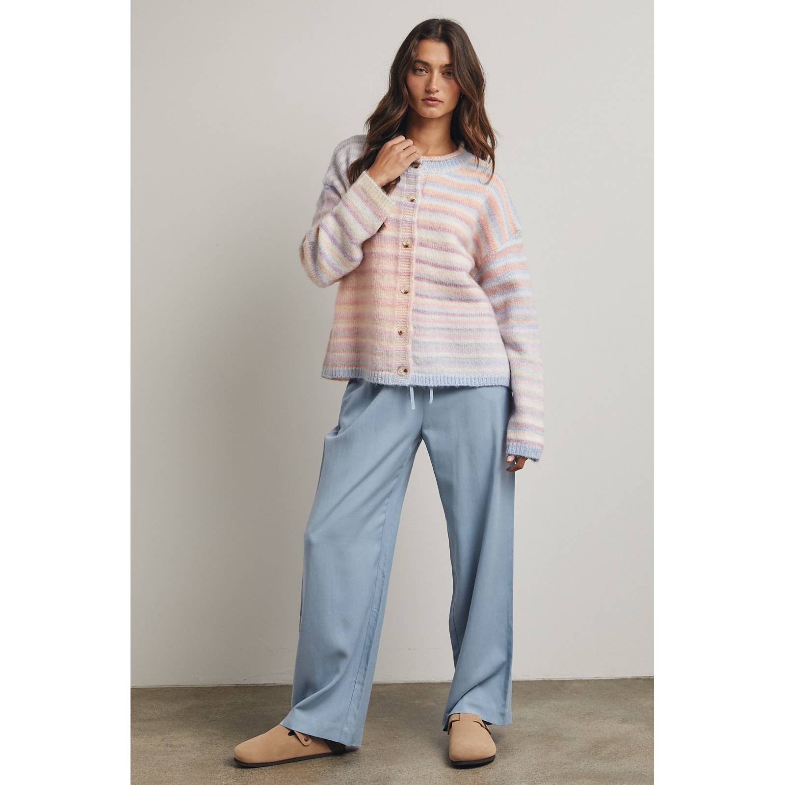 Pastel Multi Color Button Up Cardigan