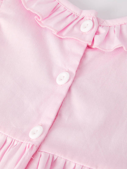 Smocking Easter Embroidered Ruffles Girls Pink