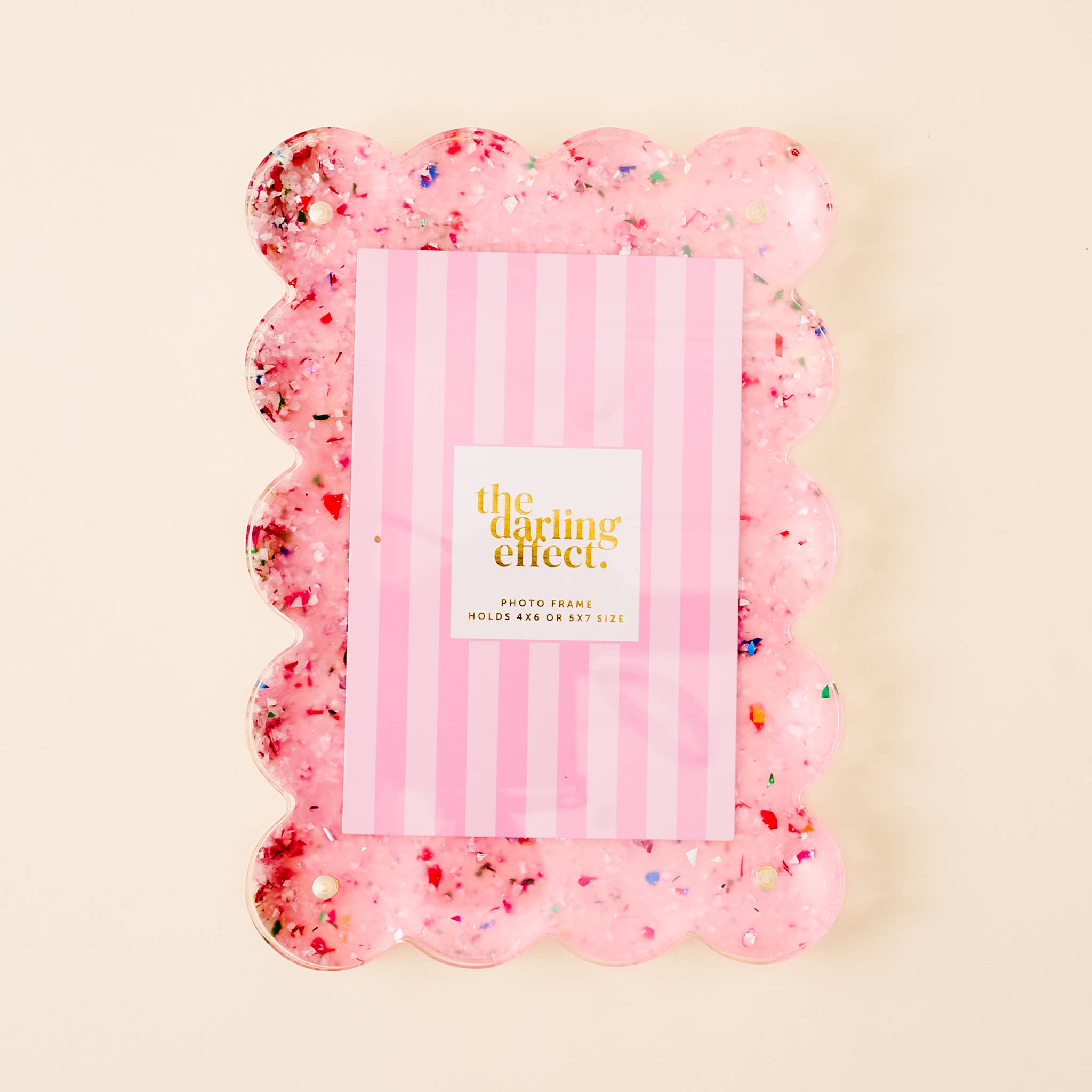 Confetti Pink Rectangle Scalloped Acrylic Frame