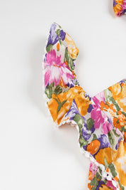 Floral Print Square Neck Mini Dress