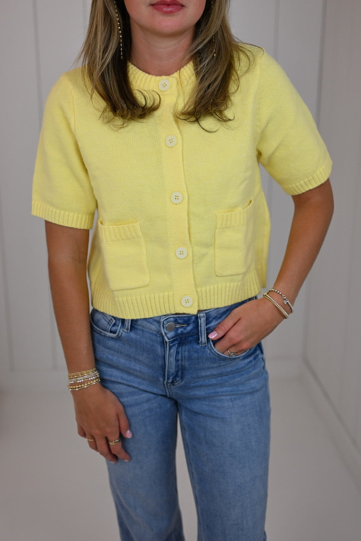 Yellow Knit Cardigan Top