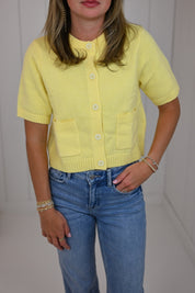 Yellow Knit Cardigan Top