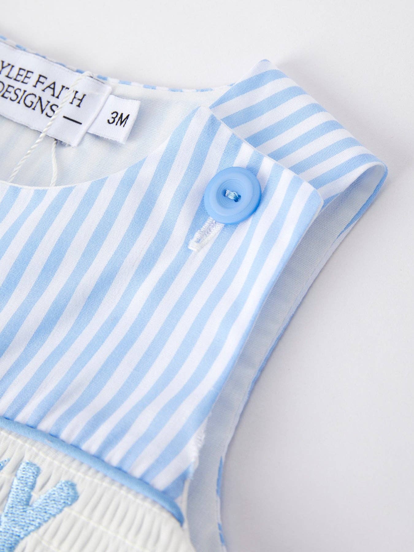 “I LOVE MOMMY”Embroidery Smocking Striped Baby Boys Romper