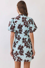 Blue & Brown Floral Mini Dress