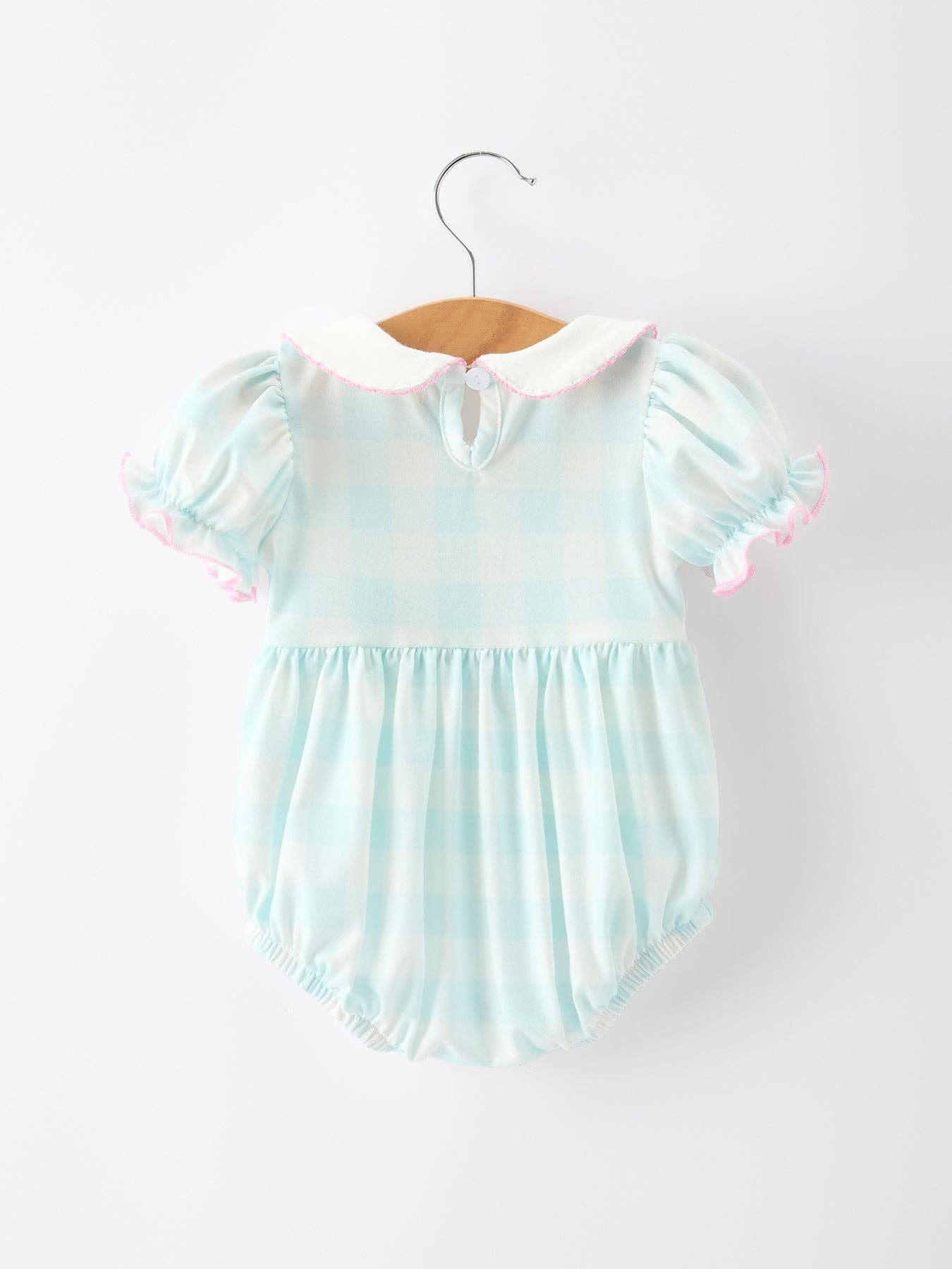 Spring Plaid Bow Girls Romper