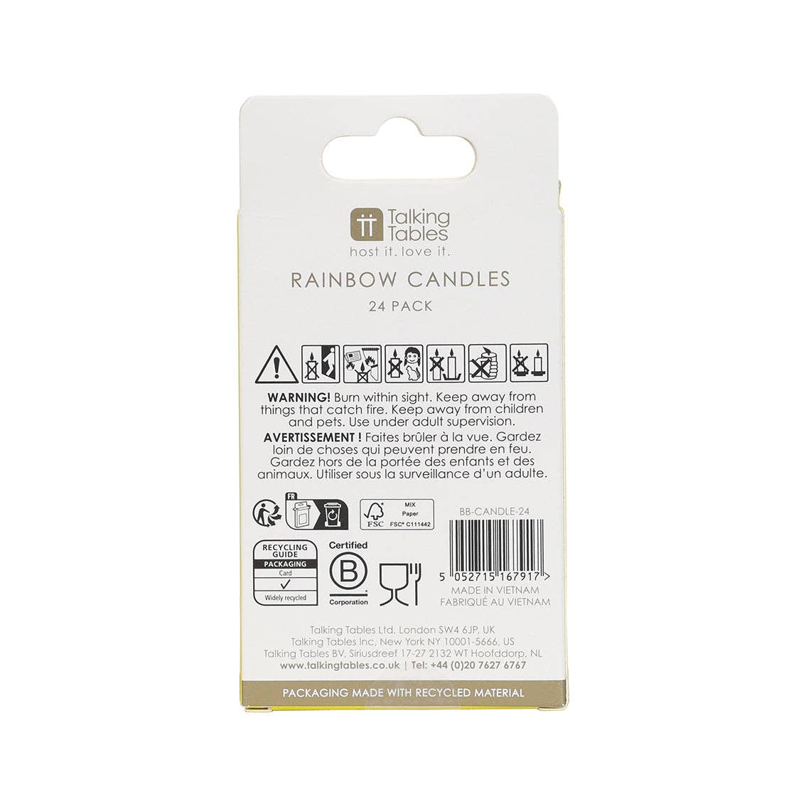 Rainbow Birthday Candles - 24 Pack showing great for last-minute celebrations