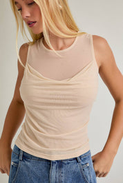 Cream Mesh Top