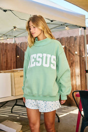 Green Jesus Mockneck