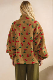 Cherry Printed Quarter Zip Sweater