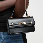 Black Belted Top Handle Crossbody