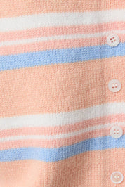 Pink Striped Rolled Hem Cardigan