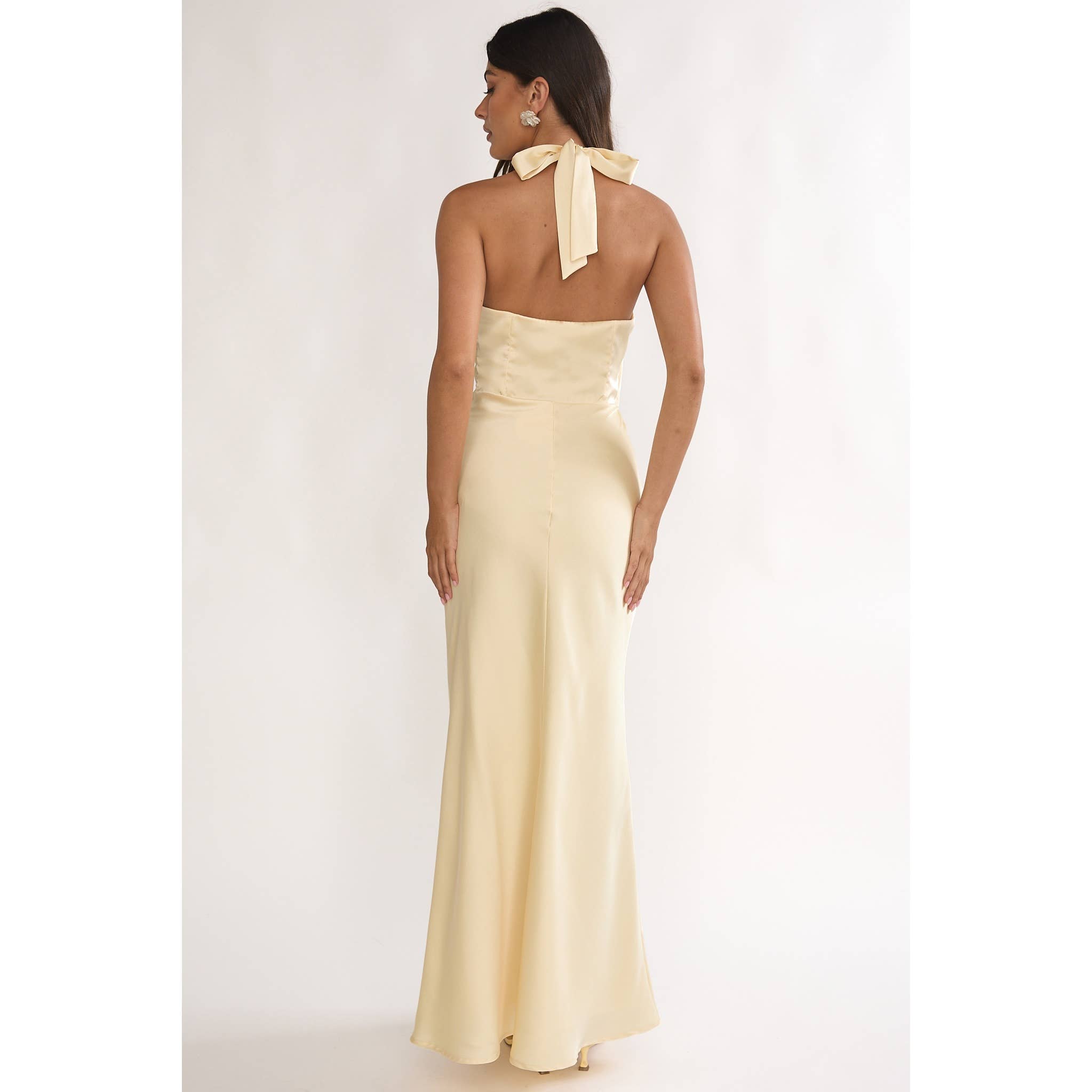 Yellow Halter Neck Maxi Dress