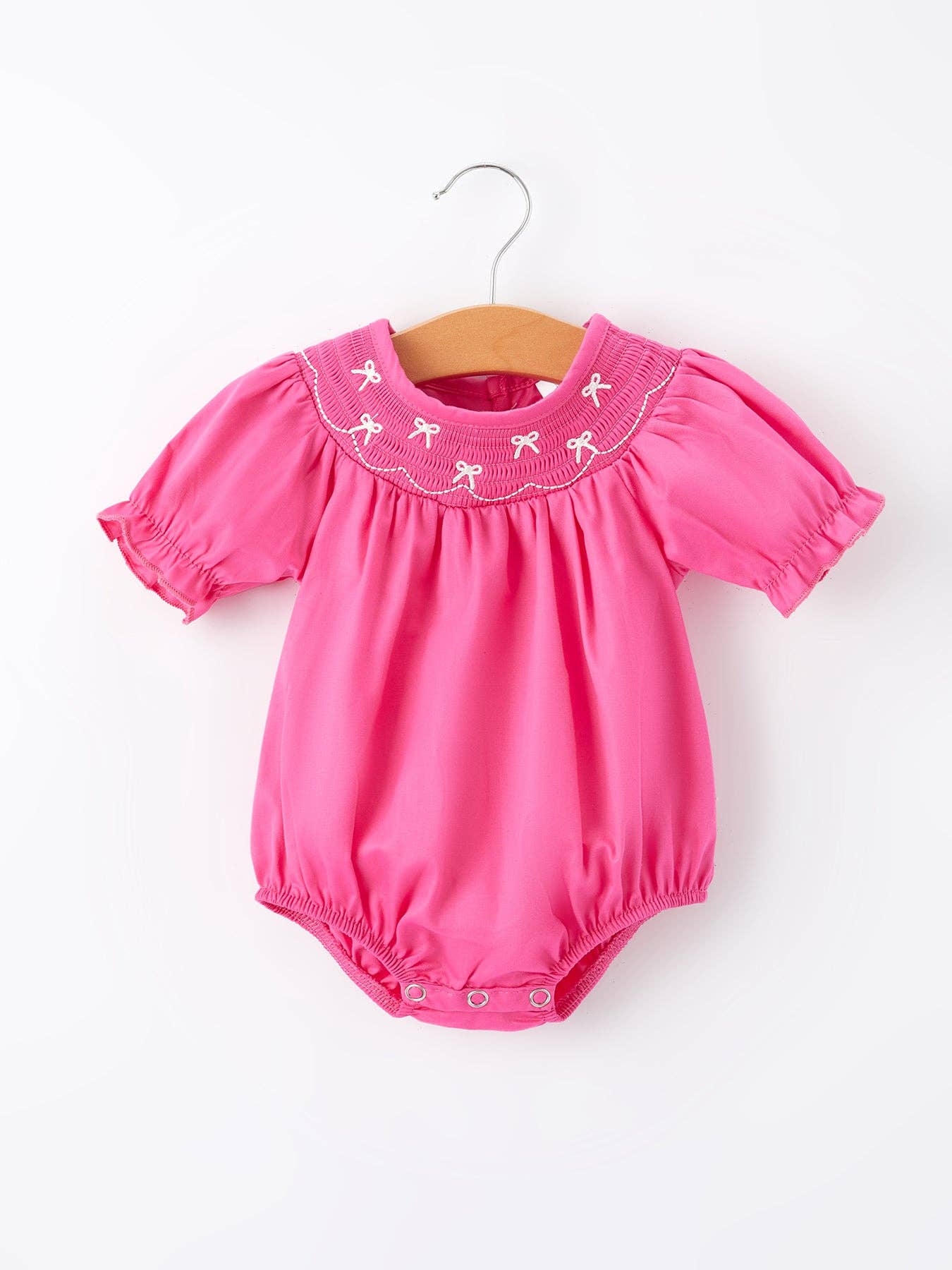 Baby Girls Bow Smocking Embroidery Pink