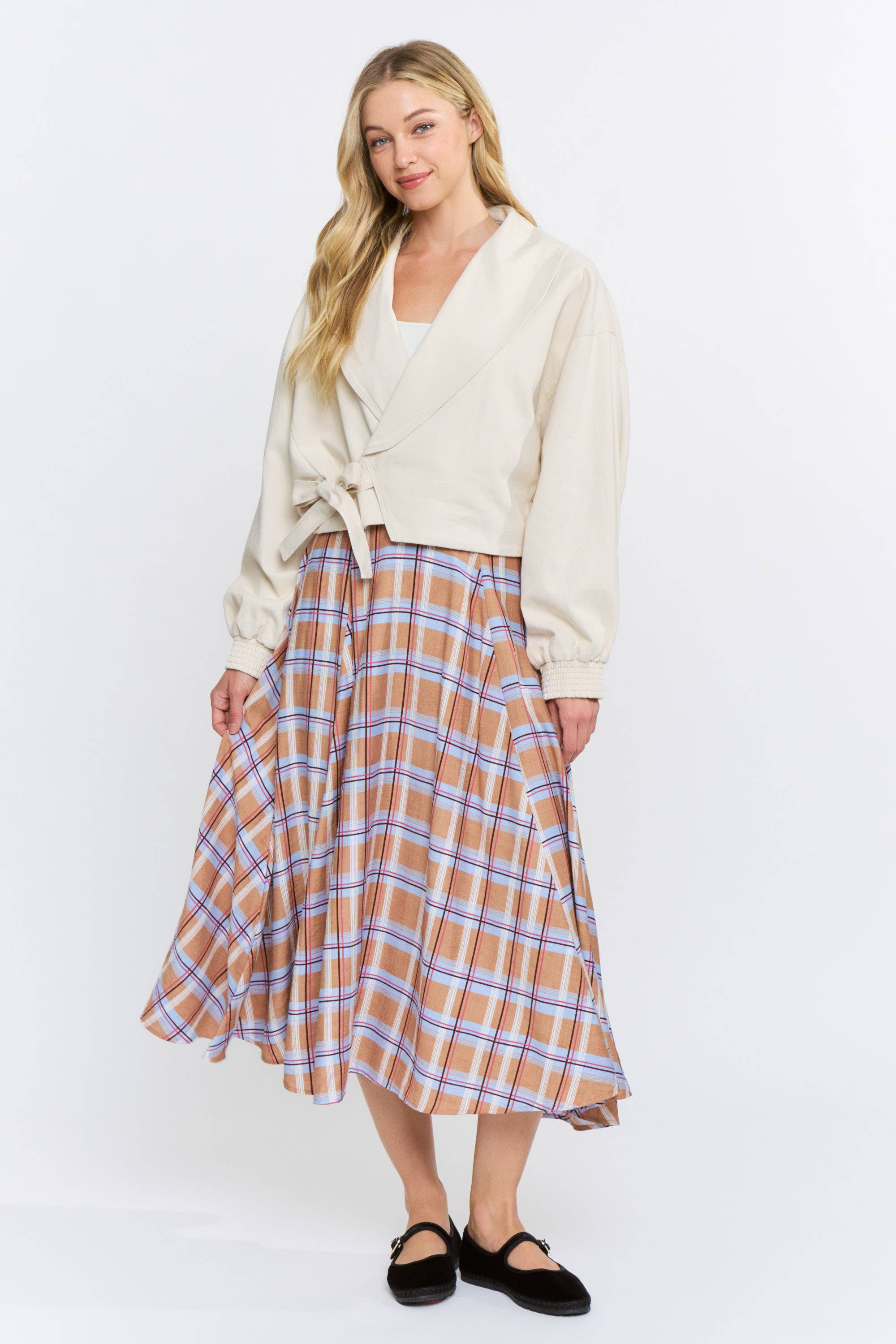 Tie-Front Wrap Jacket in Self: 100% Cotton, Lining: 100% Rayon
