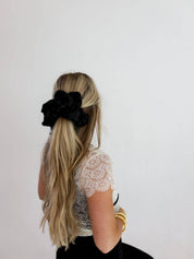 Black Jumbo Sleep Silk Scrunchie