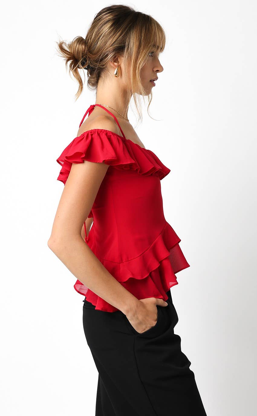 Red Ruffle Top