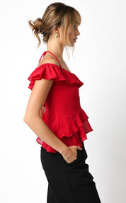 Red Ruffle Top