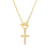 Sparkle Cross Toggle Necklace