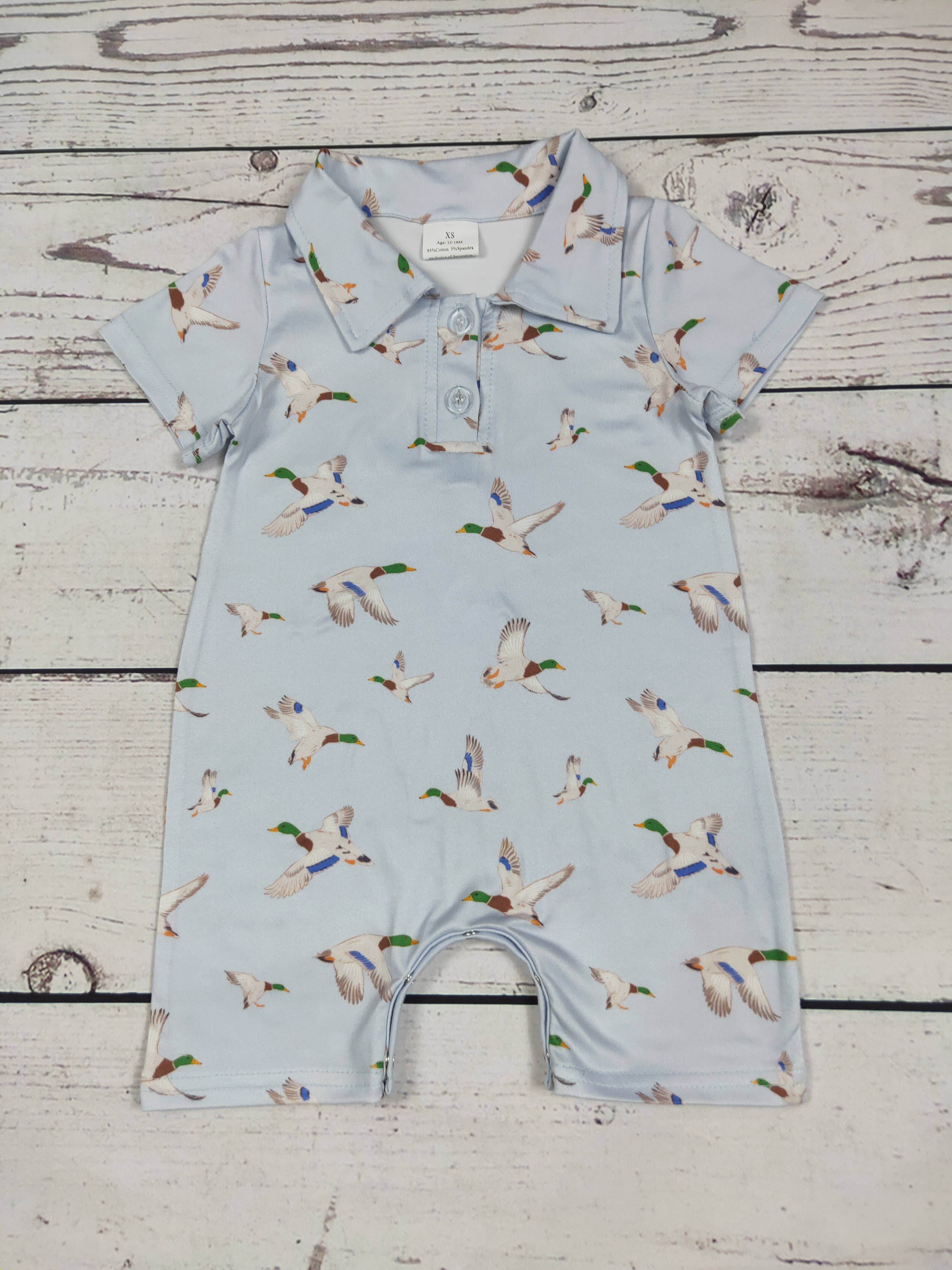 Duck Printed Baby Boy Romper