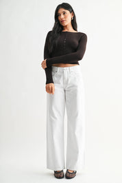 Non Stretch Baggy Wide Leg