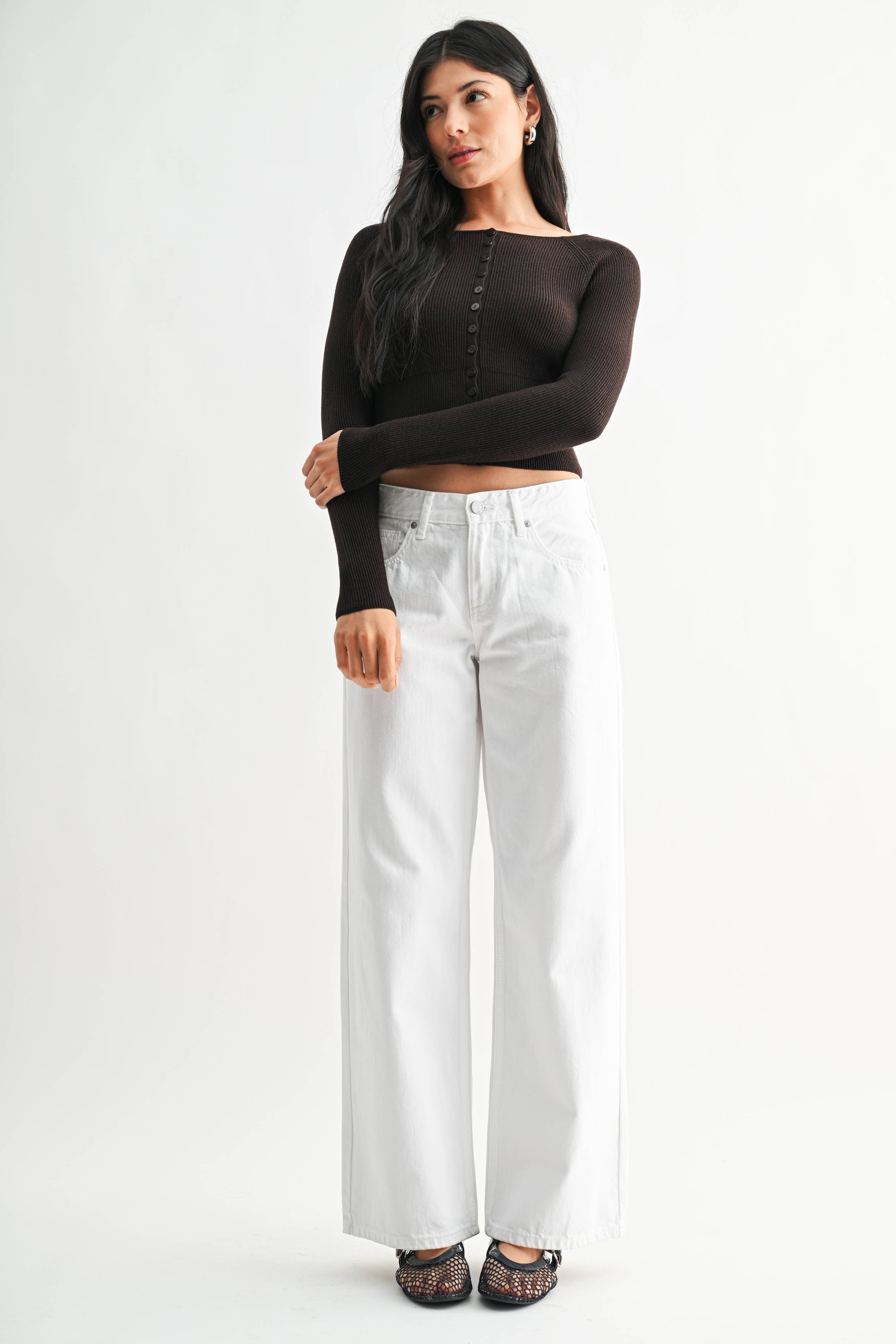 Non Stretch Baggy Wide Leg