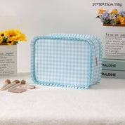 Ruffle Checker Stripe Cosmetic Bag