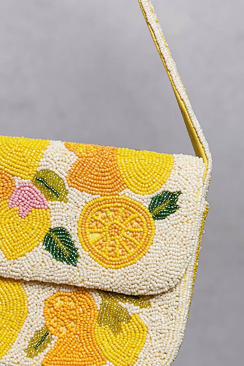 Cream Lemon Pattern Shoulder Bag