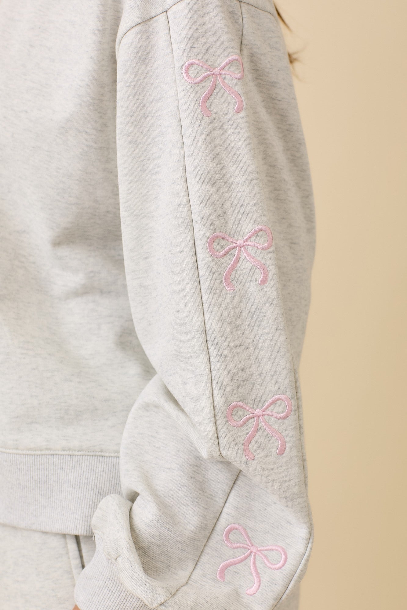 Heather Grey Bow Crewneck
