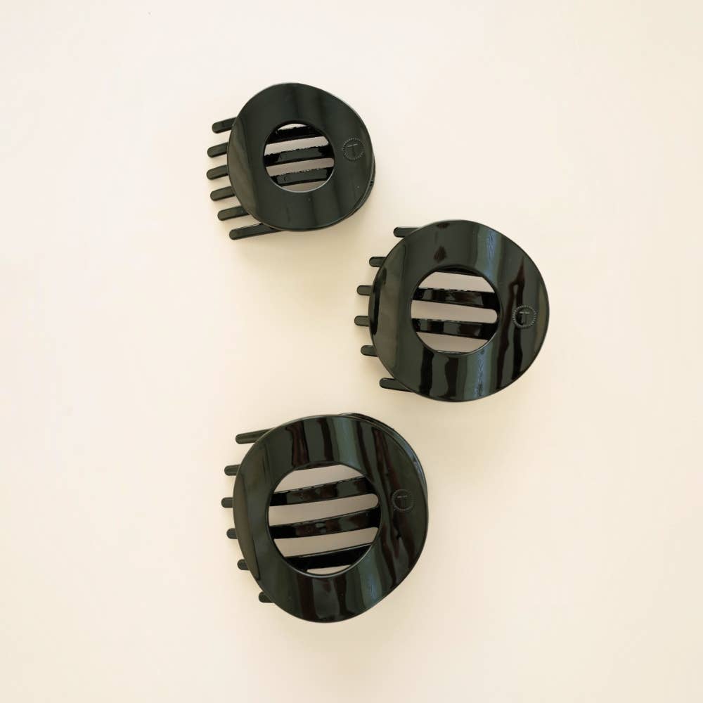 Flat Circle Hair Clip | Large | Jet Black