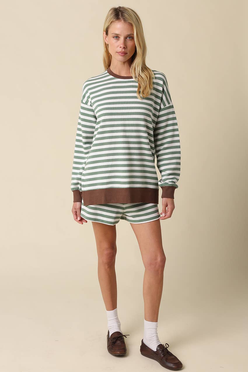 Green Striped Long Sleeve Set
