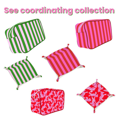 Catchall Tray - pink & red stripe