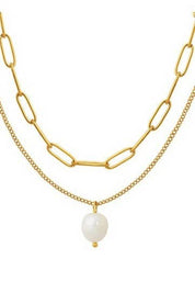 18K STAINLESS STEEL TARNISH FREE PEARL NECKLACE | 40NK379